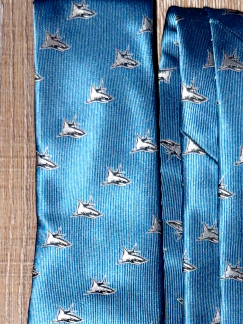 Sky Blue Shark-Pattern Men's Tie